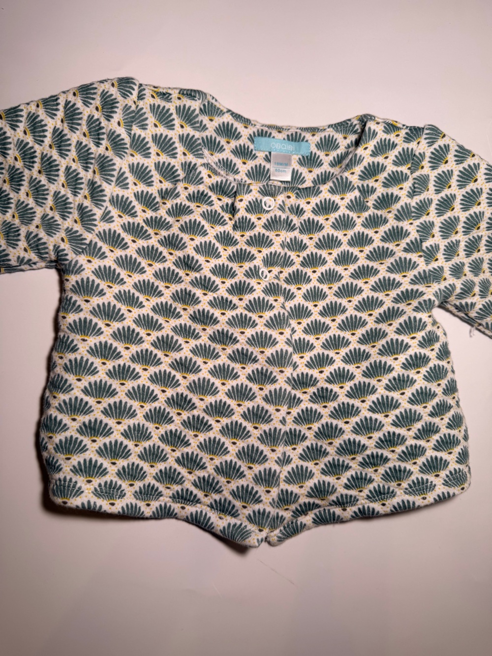 Cream Sweater Top with Teal Fan Print - Baby/Toddler